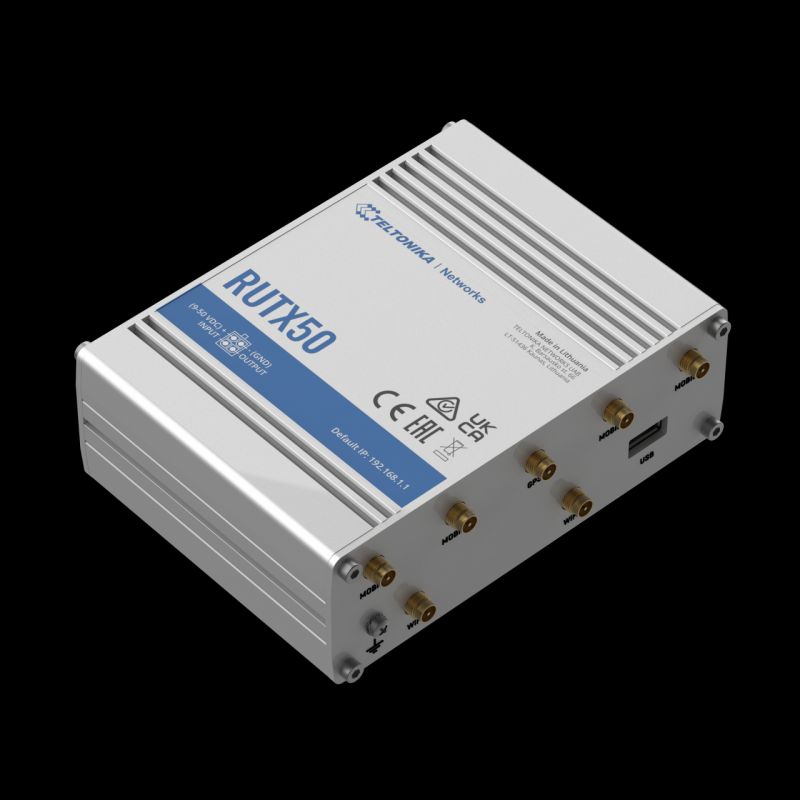 Teltonika RUTX50 industrieller 5G Router, 2x SIM, Quad Core CPU, 256 MB RAM Teltonika RUTX50 industrieller 5G Router, 2x SIM, Quad Core CPU, 256 MB RAM